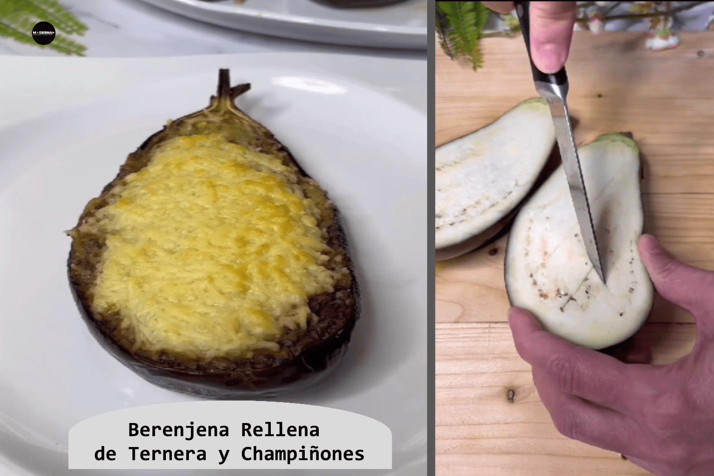 Cocina con Noelia Berenejena Rellena de Ternera y Champinones